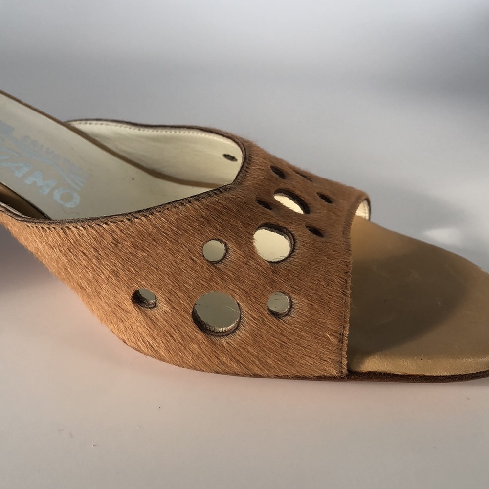Salvatore Ferragamo Tan Open-Toe Mule Sandals - Picture 6 of 7